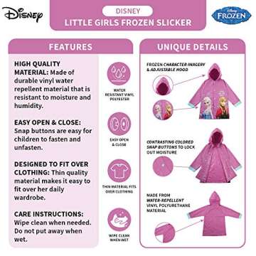 Disney Kids Umbrella And Poncho raincoat Set, Frozen Elsa & Anna Rain Wear For Girls Ages 4-7