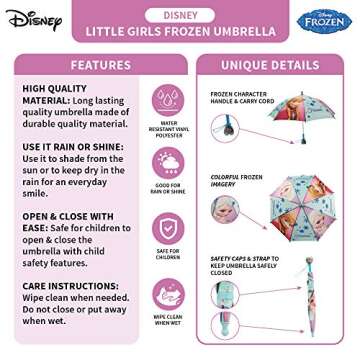 Disney Kids Umbrella And Poncho raincoat Set, Frozen Elsa & Anna Rain Wear For Girls Ages 4-7