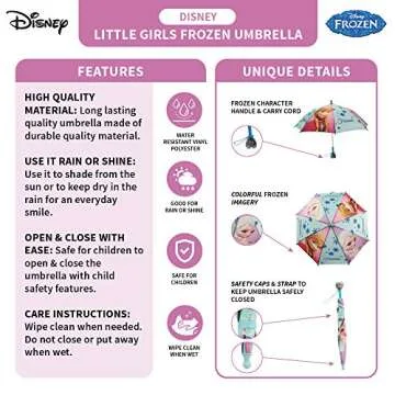 Disney Kids Umbrella And Poncho raincoat Set, Frozen Elsa & Anna Rain Wear For Girls Ages 4-7