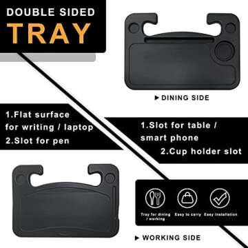 Mavonne Auto Steering Wheel Tray with Slot for iPad/Tablet, Food Eating Hook On Steering Wheel Tray, Work Desk/Table for Laptop, Notebook for Constant Travelers, Fits Most Vehicles Steering Wheels