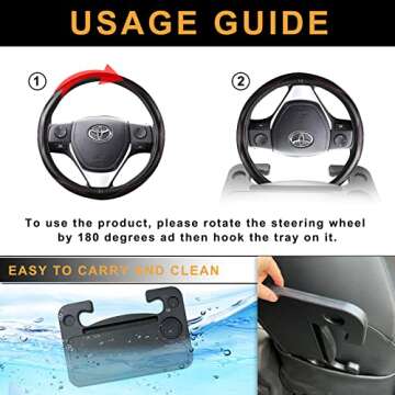 Mavonne Auto Steering Wheel Tray with Slot for iPad/Tablet, Food Eating Hook On Steering Wheel Tray, Work Desk/Table for Laptop, Notebook for Constant Travelers, Fits Most Vehicles Steering Wheels