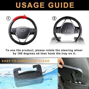 Mavonne Auto Steering Wheel Tray with Slot for iPad/Tablet, Food Eating Hook On Steering Wheel Tray, Work Desk/Table for Laptop, Notebook for Constant Travelers, Fits Most Vehicles Steering Wheels
