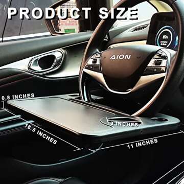 Mavonne Auto Steering Wheel Tray with Slot for iPad/Tablet, Food Eating Hook On Steering Wheel Tray, Work Desk/Table for Laptop, Notebook for Constant Travelers, Fits Most Vehicles Steering Wheels