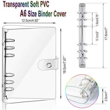 2 PCS A6 Clear Soft PVC Notebook Cover, Refillable Paper PVC Binder, Loose Leaf Personal Planner Binder (2 Transparent)