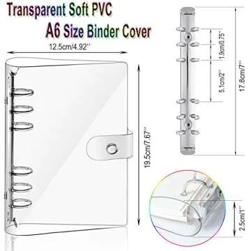 2 PCS A6 Clear Soft PVC Notebook Cover, Refillable Paper PVC Binder, Loose Leaf Personal Planner Binder (2 Transparent)