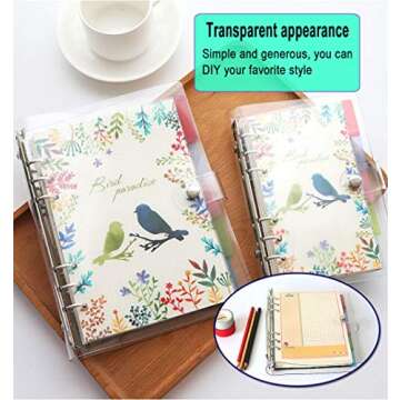 2 PCS A6 Clear Soft PVC Notebook Cover, Refillable Paper PVC Binder, Loose Leaf Personal Planner Binder (2 Transparent)