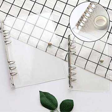 2 PCS A6 Clear Soft PVC Notebook Cover, Refillable Paper PVC Binder, Loose Leaf Personal Planner Binder (2 Transparent)