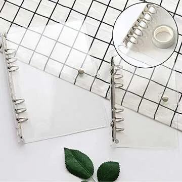 2 PCS A6 Clear Soft PVC Notebook Cover, Refillable Paper PVC Binder, Loose Leaf Personal Planner Binder (2 Transparent)