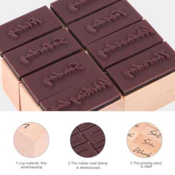 16pcs Retro Wooden Stamps for Creative DIY Crafting