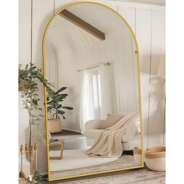 Full Length Mirror, 44"x72" Oversized Floor Mirror, Arched Full Body Mirror with Stand Large Floor S...