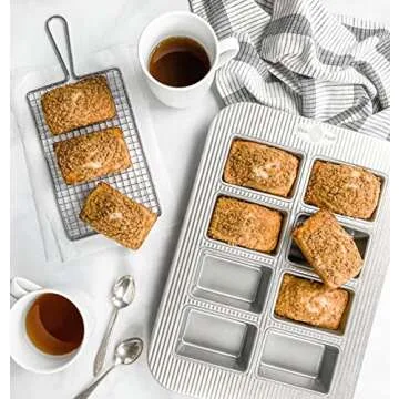 USA Pan Bakeware Aluminized Steel Mini Loaf Pan, 8-Well
