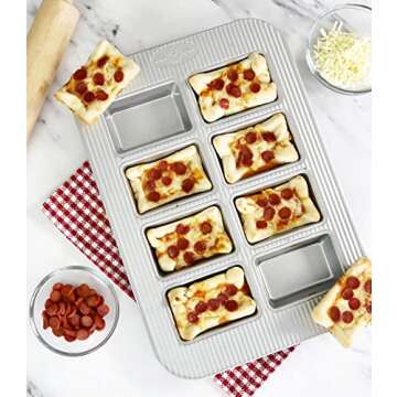 USA Pan Bakeware Aluminized Steel Mini Loaf Pan, 8-Well