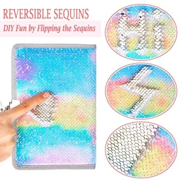 MHJY Sequin Unicorn Journal for Girls with Lock