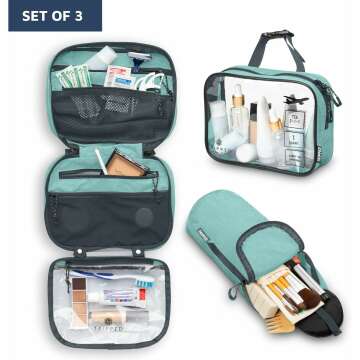 Travel Toiletry Kit: TSA Compliant Hanging Organizer