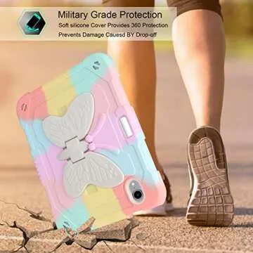 VOFUOE Rainbow iPad Mini Case with Butterfly Stand and Pencil Holder