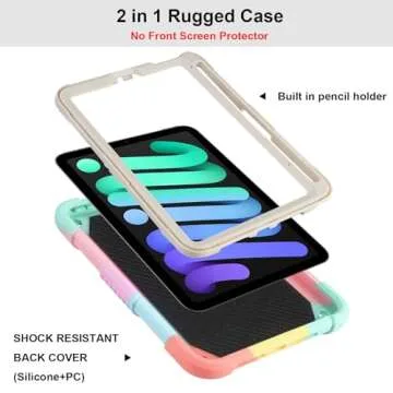 VOFUOE Rainbow iPad Mini Case with Butterfly Stand and Pencil Holder