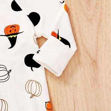 YOUNGER STAR Baby Boys Girls Clothes Halloween Long Sleeve Hooded Romper Jumpsuit Pumpkin Ghost Printed Outfits