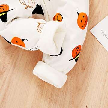 YOUNGER STAR Baby Boys Girls Clothes Halloween Long Sleeve Hooded Romper Jumpsuit Pumpkin Ghost Printed Outfits