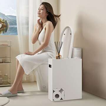 Toilet Paper Storage Organizer, Toilet Paper Holder Dispenser, 12 Rolls Compatible, White