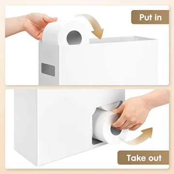 Toilet Paper Storage Organizer, Toilet Paper Holder Dispenser, 12 Rolls Compatible, White