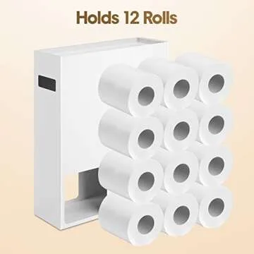 Toilet Paper Storage Organizer, Toilet Paper Holder Dispenser, 12 Rolls Compatible, White