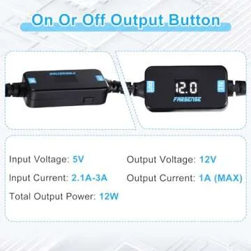 FARSENSE USB A to 12V Cigarette Lighter Adapter-USB DC 5V to 12V Step Up Car Cigarette Lighter Socket Converter Cable（3FT Supports Voltage Display,for Dash Cam,GPS,Driving Recorder,Etc