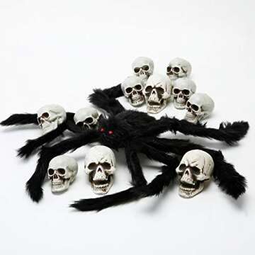 Boao 8 Pieces Halloween Skulls Realistic Looking Skulls Human Skeleton Head Skull for Halloween Bar Home Table Decoration (1.8 x 1.8 x 2.4 Inches)