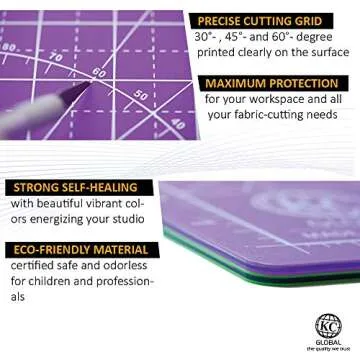 KC GLOBAL A3 (19"x13") Professional Grade Self-Healing Cutting Mat (Purple) - Odor-Free, Double-Side...