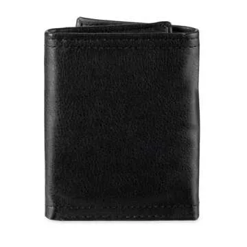 Levi's Men's Trifold Wallet - Sleek and Slim Includes ID Window and Credit Card Holder,Black Embossed Logo