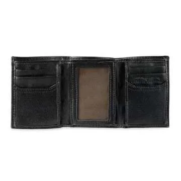 Levi's Men's Trifold Wallet - Sleek and Slim Includes ID Window and Credit Card Holder,Black Embossed Logo