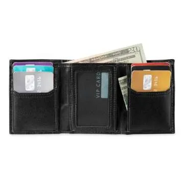 Levi's Men's Trifold Wallet - Sleek and Slim Includes ID Window and Credit Card Holder,Black Embossed Logo