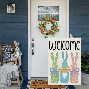 Easter Bunnies Garden Flag 12x18 Double Sided