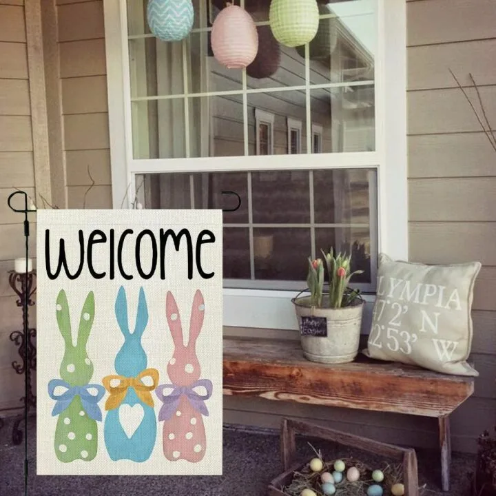 Easter Bunnies Garden Flag 12x18 Double Sided