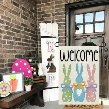Easter Bunnies Garden Flag 12x18 Double Sided