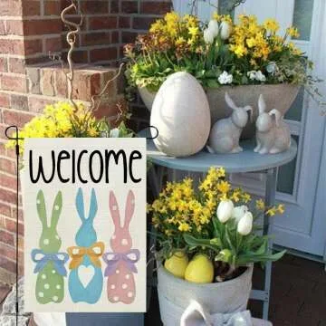 Easter Bunnies Garden Flag 12x18 Double Sided