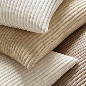 MIULEE Pack of 2 Corduroy Pillow Covers Soft Soild Cushion Cases Decorative Square Throw Pillow Cove...