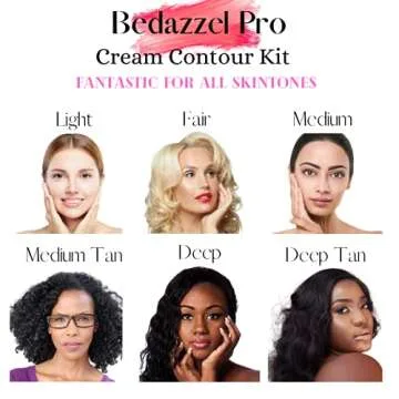 Cosmetics Cream Contour and Highlighting Makeup Kit - Contouring Foundation/Concealer Palette - Vegan, Cruelty Free & Hypoallergenic (Light) by Bedazzel Pro