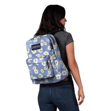 JanSport SuperBreak One Backpacks - Durable, Lightweight Bag with 1 Main Compartment, Front Utility Pocket with Built-in Organizer - Premium Backpack, Daisy Haze