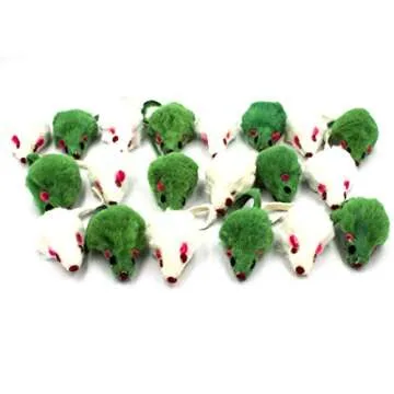 AXEL PETS 20 St Patrick's Day Irish Festive Holiday Cat Mice Toys with Catnip and Rattle Sound Made of Real Rabbit Fur Interactive Catch Play Mouse Toy for Cat, Pack of 20 Mice