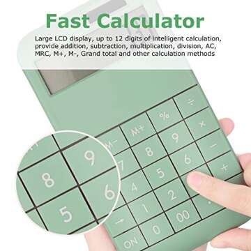 EooCoo Basic Standard Calculator 12 Digit Desktop Calculator with Large LCD Display for Office, Scho...