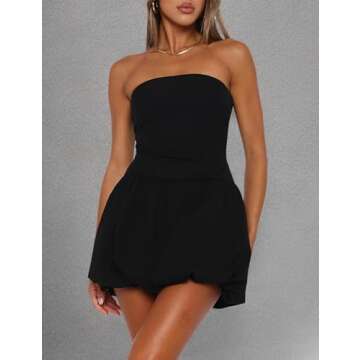 KIGRAD Women’s Sexy Strapless Mini Dress Club Tube Corset Party Dress Y2k Bubble Skirt Summer Casual Bandeau Dresses Black