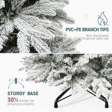 YITAHOME 6FT Pre-Lit Snow Flocked Christmas Tree