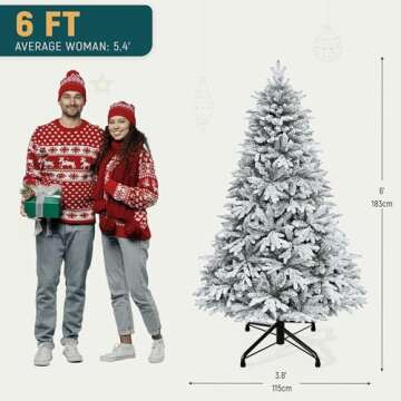 YITAHOME 6FT Pre-Lit Snow Flocked Christmas Tree