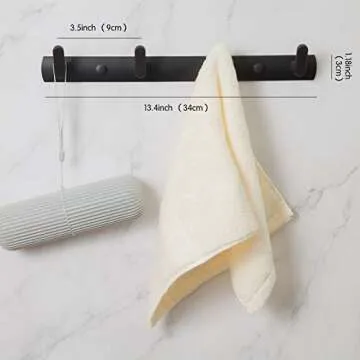 4 Hooks Matte Black Wall Bathroom Towel Hooks Mount Stainless Steel Heavy Duty Shower Wall Coat Rack Hooks Rail Decorative Bath Hooks for Hangin,Hats Hook kitchen Towel Wall Hook Rack for Hanging