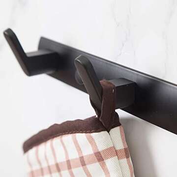 4 Hooks Matte Black Wall Bathroom Towel Hooks Mount Stainless Steel Heavy Duty Shower Wall Coat Rack Hooks Rail Decorative Bath Hooks for Hangin,Hats Hook kitchen Towel Wall Hook Rack for Hanging