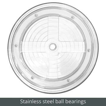 mDesign 2-Tier Lazy Susan Turntable for Kitchen Cabinets, Shelf, Table, Countertop, 9" Multi Level Rotating Organizer Carousel, Storage Turntable Organizer, Ligne Collection, 2 Pack, Clear/Chrome