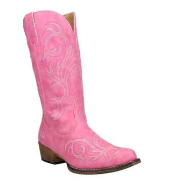 ROPER Womens Riley Embroidered Snip Toe Casual Boots - Pink - Size 8.5 M