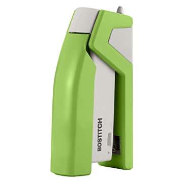 Bostitch InJoy Compact Stapler, 20 Sheet Capacity, Reduced Effort, Jam-Free, Green/White