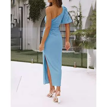 BTFBM Women's One Shoulder Maxi Dress for Summer Events