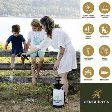 Centauress Portable Camping Shower Pump w/Safety Valve (45 PSI)- Portable Shower for Camping - Surf Rinse Kit - Beach Shower Pump – Camping Showers - Camp Shower Kit - Portable Outdoor Shower Camping